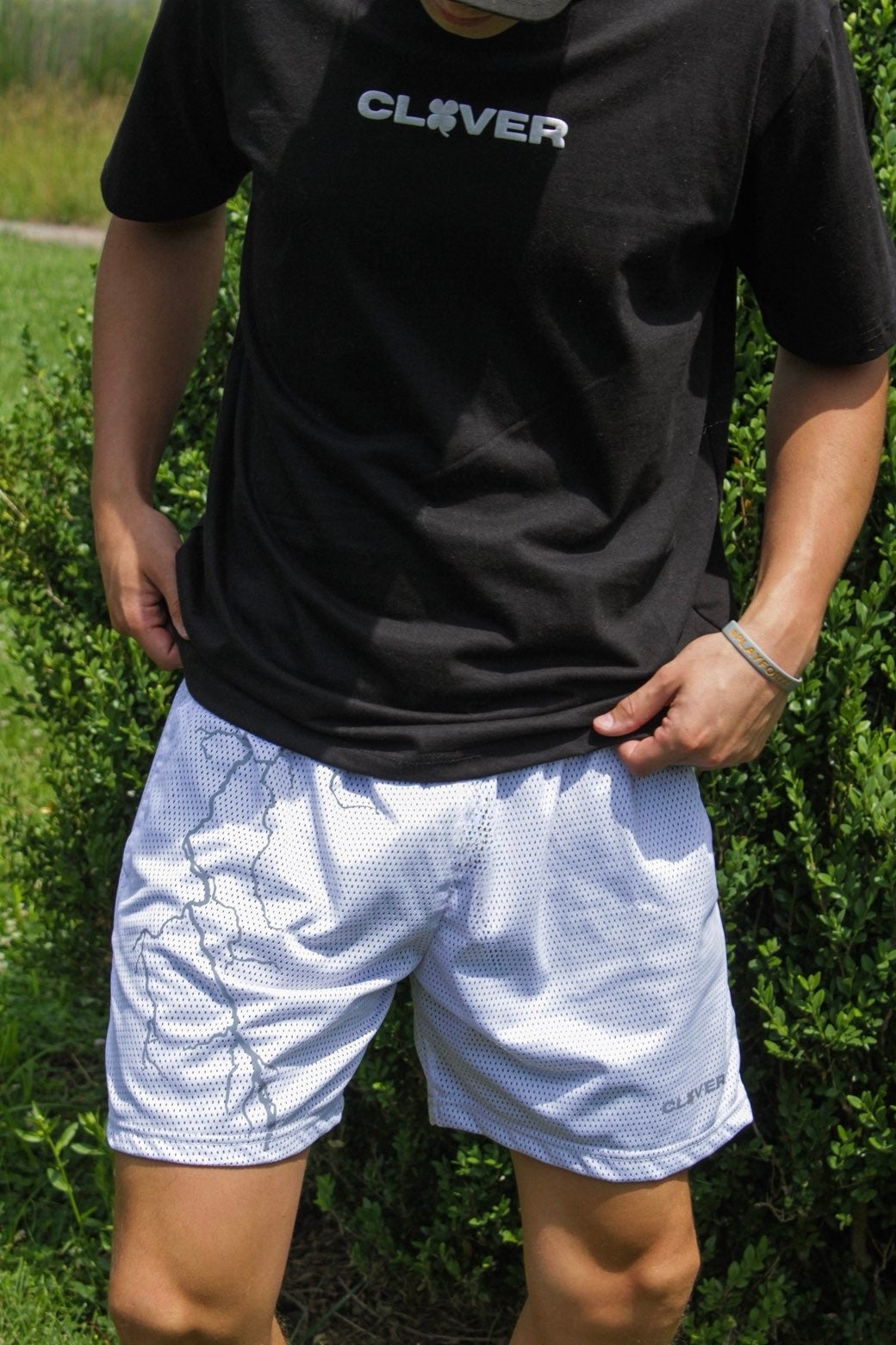 White Bolt Shorts